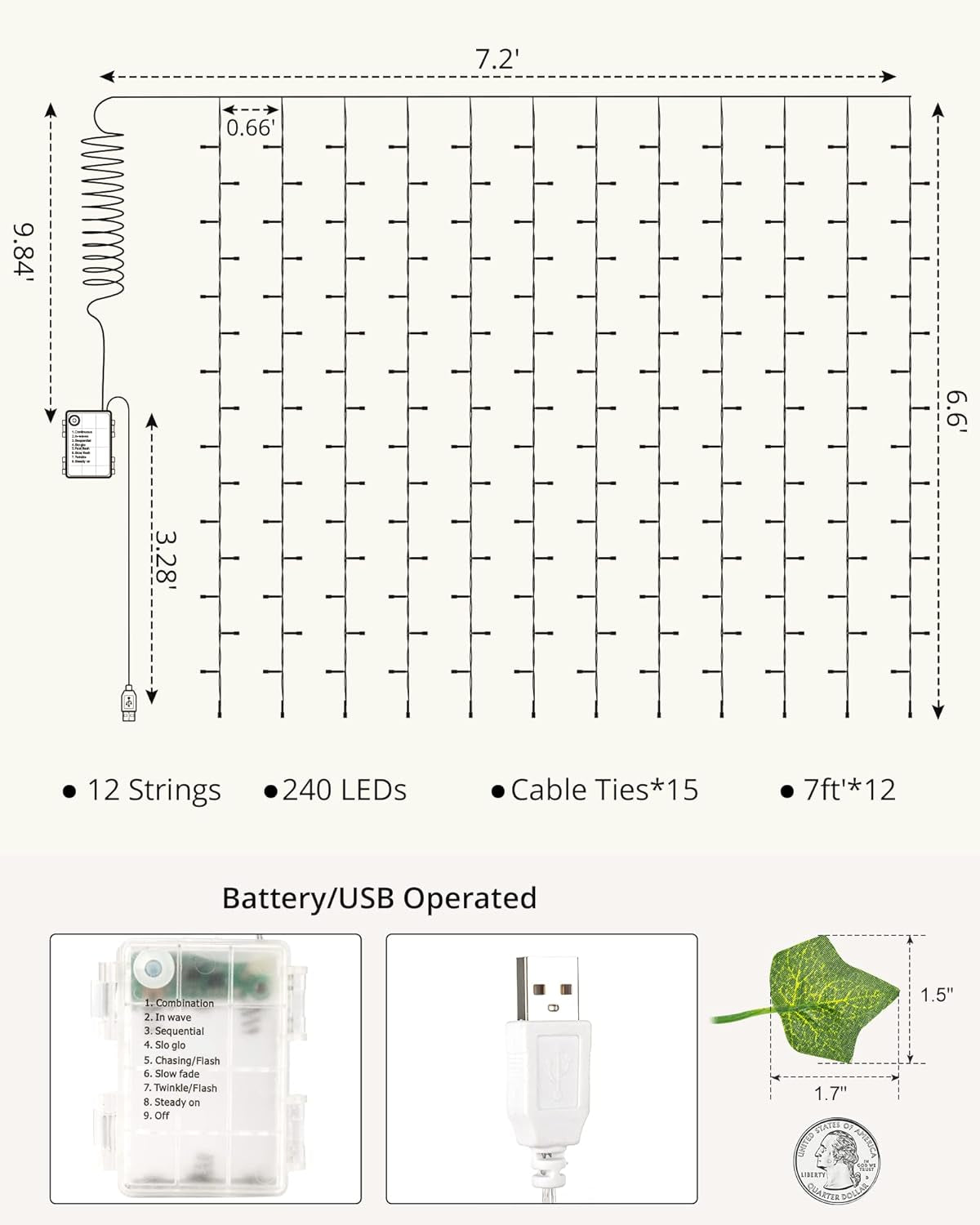 84 Ft Illuminated Ivy Garland – 12 Pack LED Lights